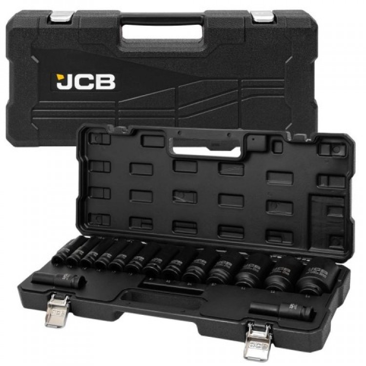 Комплект дълбоки ударни вложки 6-стенни 1/2" (10 – 36 мм) 15 части JCB