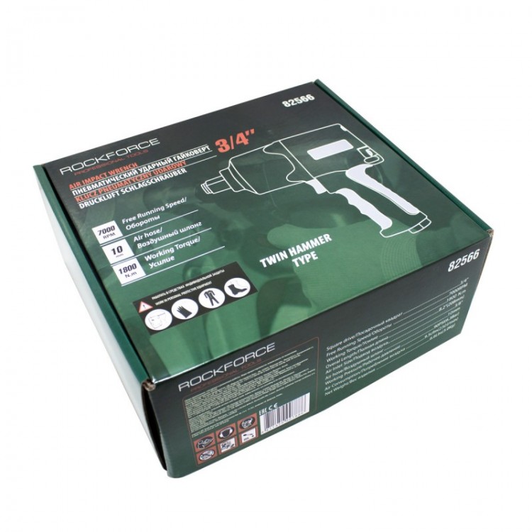 Пневматичен гайковерт с къс шпиндел 1800 Nм 3/4" RockForce