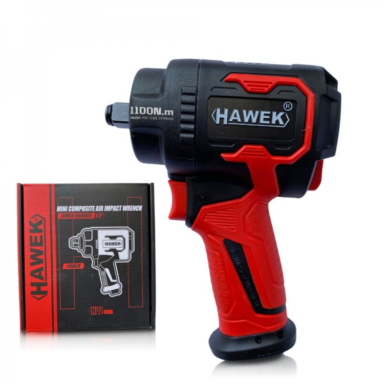 Пневматичен ударен мини гайковерт с къс шпиндел 1/2'' 1100Nm HAWEK