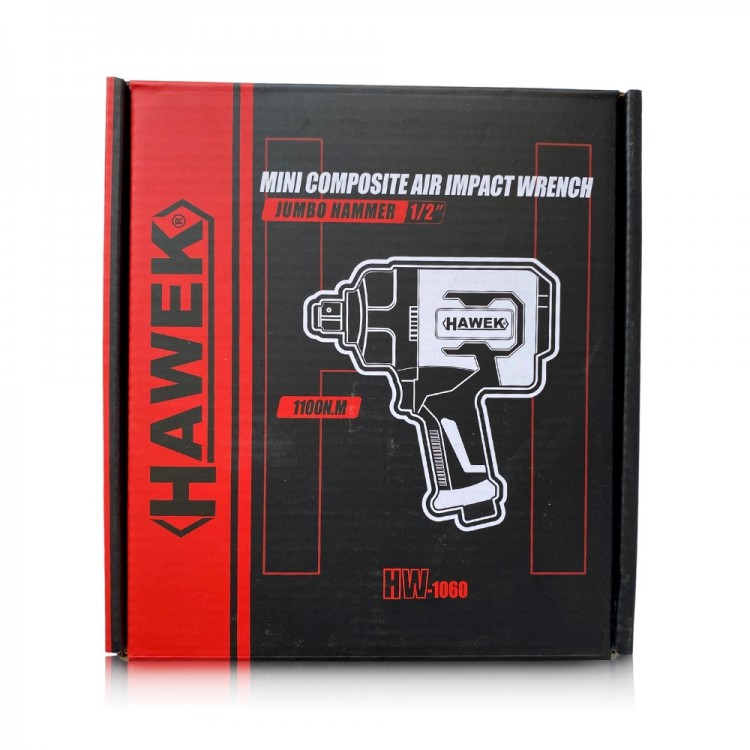 Пневматичен ударен мини гайковерт с къс шпиндел 1/2'' 1100Nm HAWEK