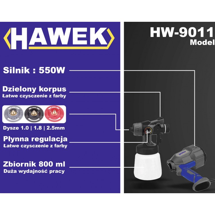 ЕЛЕКТРИЧЕСКИ ПИСТОЛЕТ ЗА БОЯДИСВАНЕ 800 МЛ HAWEK