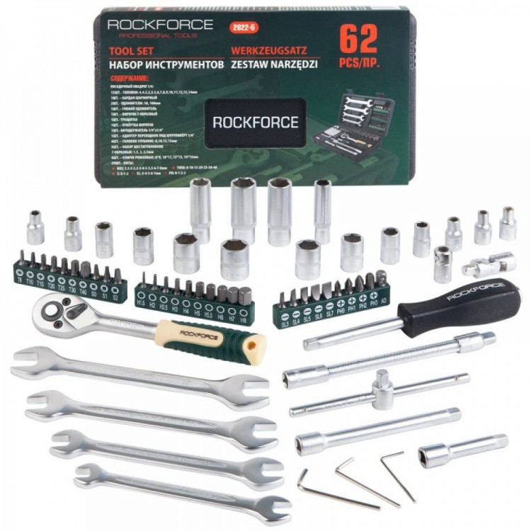 ГЕДОРЕ 62 ЧАСТИ ,1/4'' , 6-СТЕННО ROCKFORCE