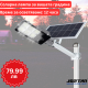 Улична соларна лампа Jortan със соларен панел и стойка, 400W, IP66, 12-16 часа автономия, Соларен панел 28W, Батерия 30 000mAh, 6500K, Черен 
