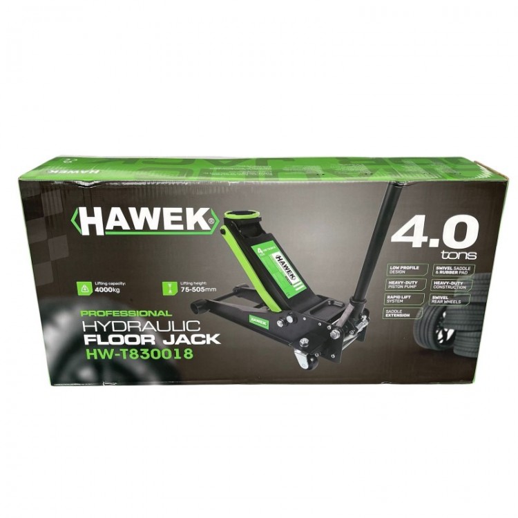 Нископрофилен хидравличен крик 4 тона 75 - 505мм с две помпи HAWEK HW-T830018