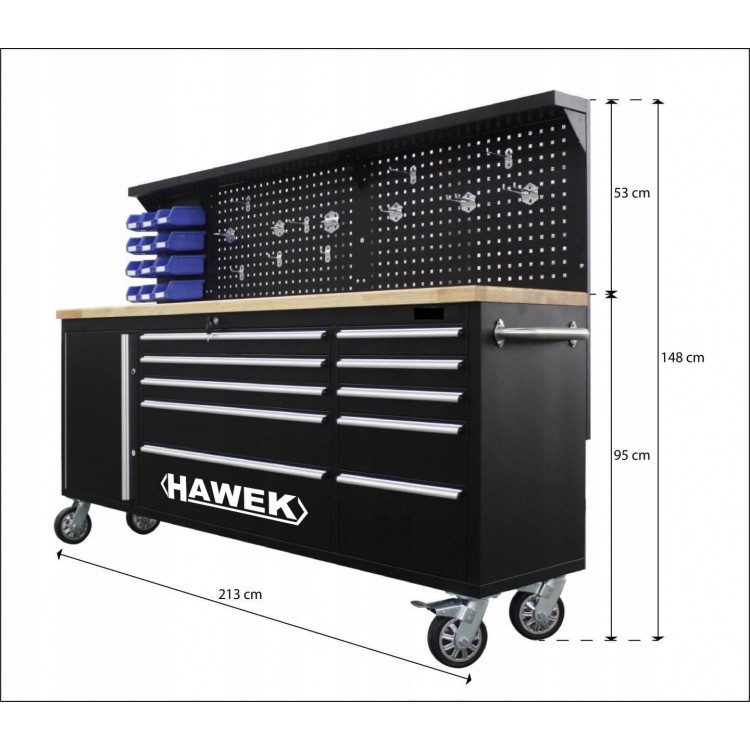 ШКАФ ЗА ИНСТРУМЕНТИ С ДЪРВЕН РАБОТЕН ПЛОТ HAWEK
