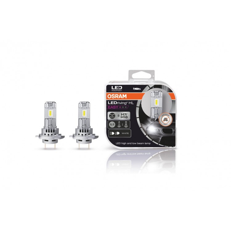 Комплект 2 броя LED крушки Osram Easy H7/H18 12V, 16W, 6500K, 1400lm 