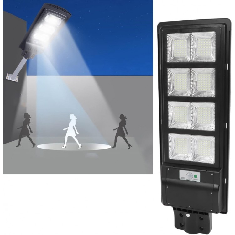 2БР Улични соларни лампи Jortan със соларен панел и стойка, 400W, IP66, 12-16 часа автономия, Батерия 30 000mAh, 6500K, Черен 