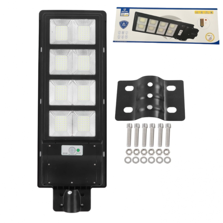 2БР Улични соларни лампи Jortan със соларен панел и стойка, 400W, IP66, 12-16 часа автономия, Батерия 30 000mAh, 6500K, Черен 